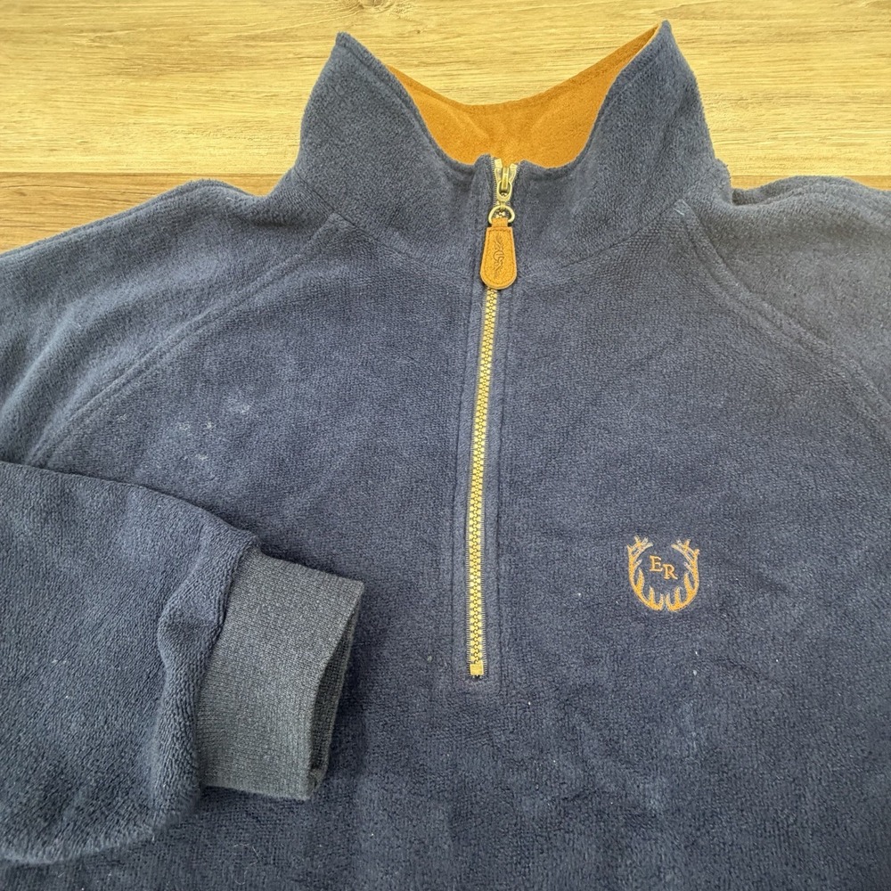 Straight Down Golf Jacket Mens XL Navy Blue Mock Neck Quarter Zip Elk River